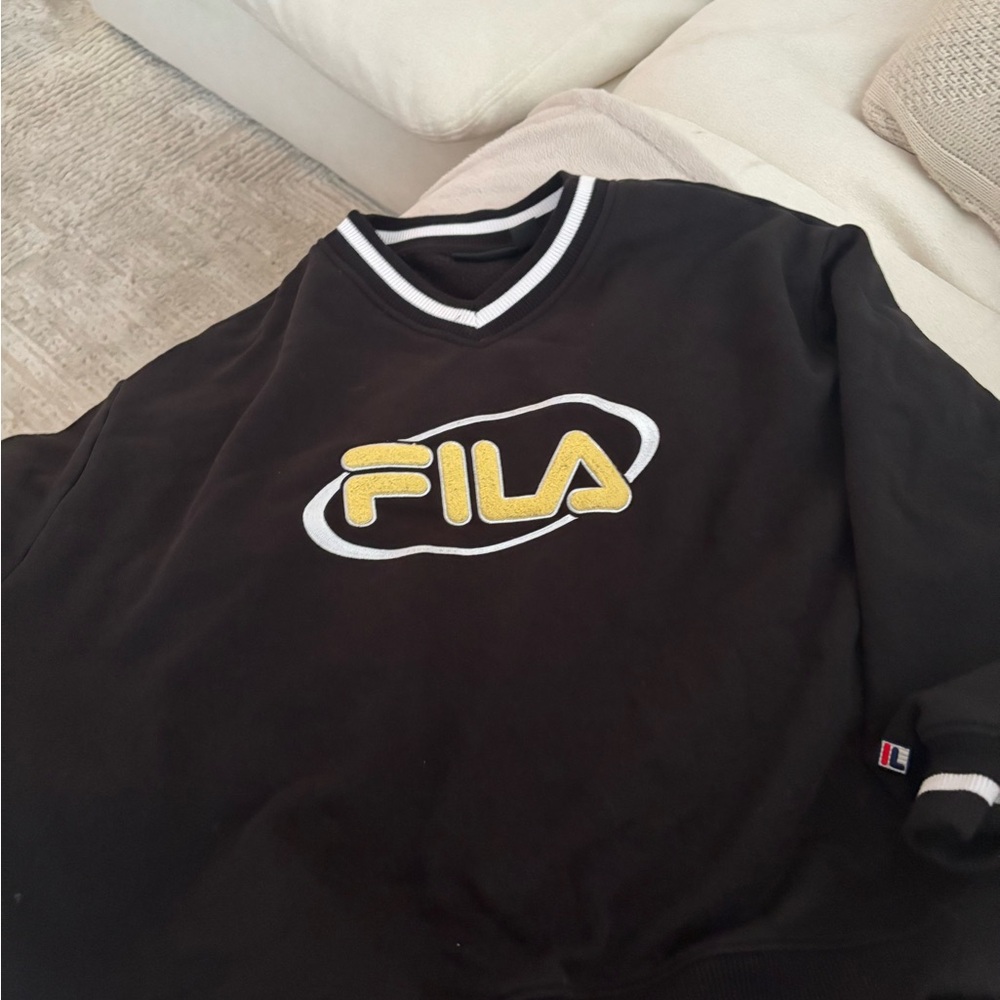 Fila Black and White V-Neck Sweater